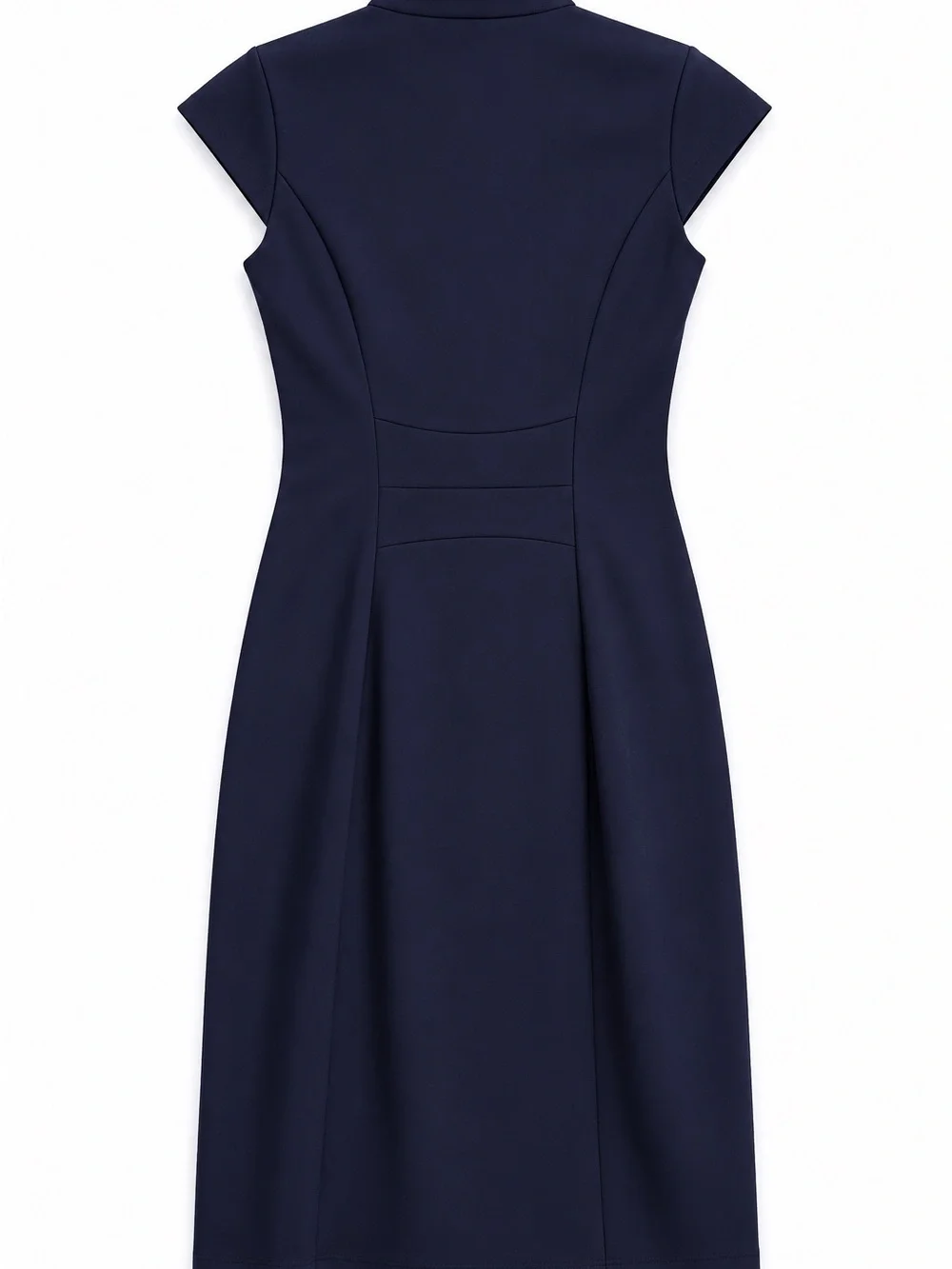 Calvin Klein (Carolyn Bassett) Style Navy Cap-Sleeve Wrap Sheath Dress Size - Picture 3 of 7